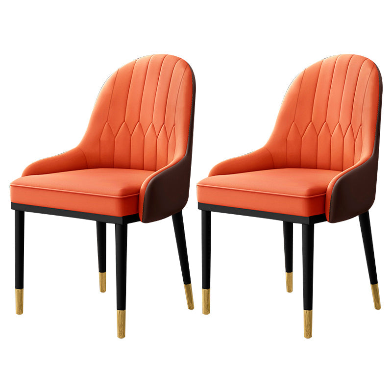 Scandinavian Indoor Armchair Metal Upholstered Parsons Back Dining Room Chair Orange 2 Piece Set Clearhalo ' kitchen&dining_furn' 'Dining Chairs' 'Dining Tables & Seating' 'dining_chair' 'furn' 'furn_dining_chair' 'Furniture' 'furniture_dining_chair' 'Kitchen & Dining Furniture' 'kitchen' 3956488