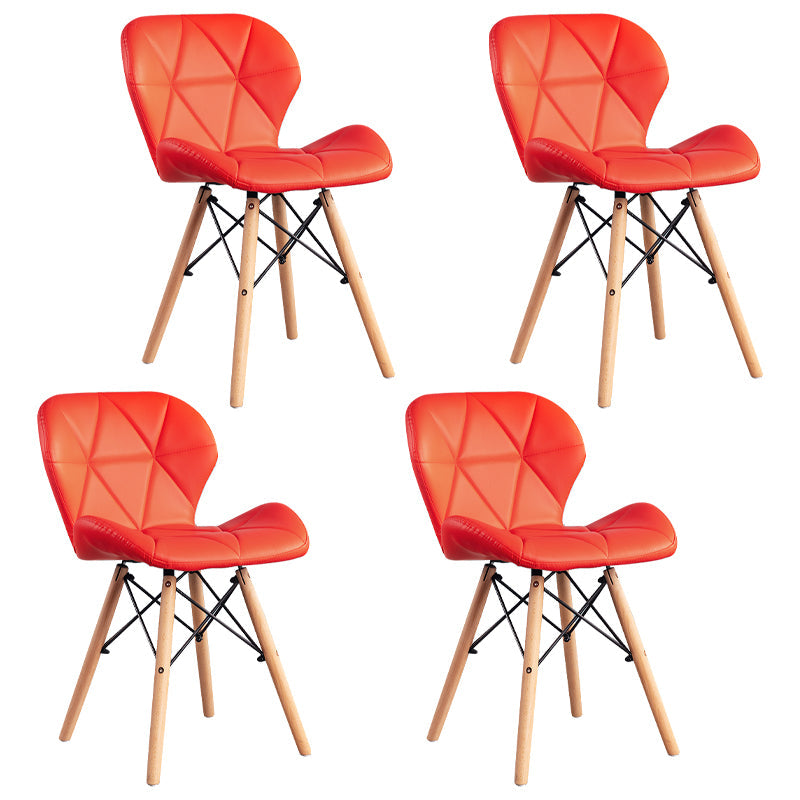 Home Scandinavian Side Chair Wood Upholstered Wingback Dining Room Chair Red Set of 4 Clearhalo ' kitchen&dining_furn' 'Dining Chairs' 'Dining Tables & Seating' 'dining_chair' 'Furniture' 'furniture_dining_chair' 'Kitchen & Dining Furniture' 'kitchen' 3956514