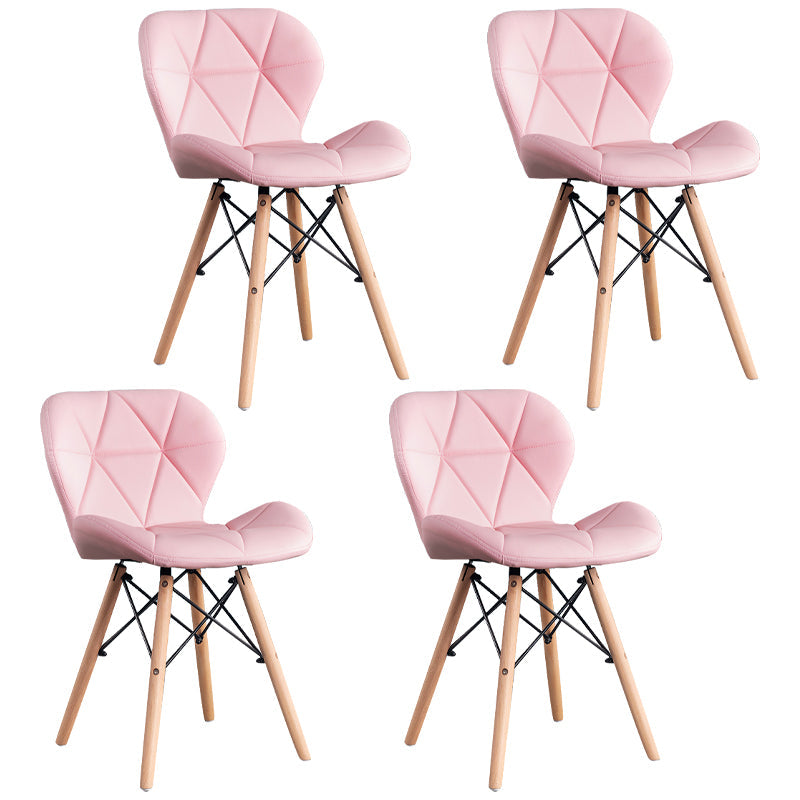 Home Scandinavian Side Chair Wood Upholstered Wingback Dining Room Chair Pink Set of 4 Clearhalo ' kitchen&dining_furn' 'Dining Chairs' 'Dining Tables & Seating' 'dining_chair' 'Furniture' 'furniture_dining_chair' 'Kitchen & Dining Furniture' 'kitchen' 3956517