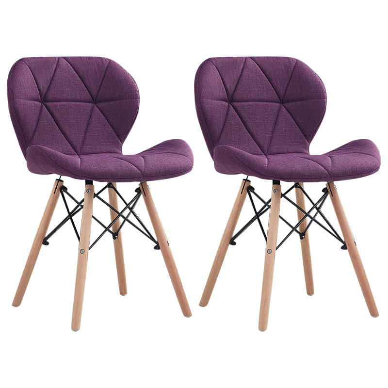 Home Scandinavian Side Chair Wood Upholstered Wingback Dining Room Chair Dark Purple Set of 2 Clearhalo ' kitchen&dining_furn' 'Dining Chairs' 'Dining Tables & Seating' 'dining_chair' 'Furniture' 'furniture_dining_chair' 'Kitchen & Dining Furniture' 'kitchen' 3956543