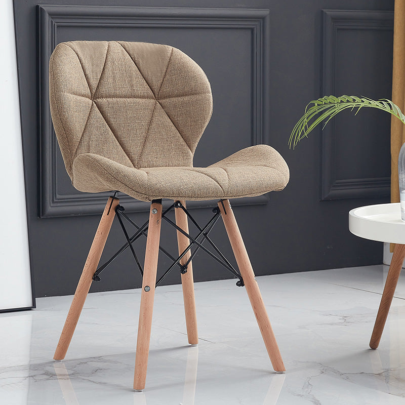 Home Scandinavian Side Chair Wood Upholstered Wingback Dining Room Chair Khaki 1 Piece Clearhalo ' kitchen&dining_furn' 'Dining Chairs' 'Dining Tables & Seating' 'dining_chair' 'Furniture' 'furniture_dining_chair' 'Kitchen & Dining Furniture' 'kitchen' 3956548