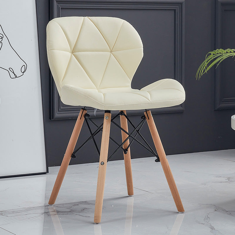 Home Scandinavian Side Chair Wood Upholstered Wingback Dining Room Chair Off-White 1 Piece Clearhalo ' kitchen&dining_furn' 'Dining Chairs' 'Dining Tables & Seating' 'dining_chair' 'Furniture' 'furniture_dining_chair' 'Kitchen & Dining Furniture' 'kitchen' 3956584