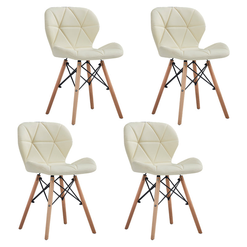 Home Scandinavian Side Chair Wood Upholstered Wingback Dining Room Chair Off-White Set of 4 Clearhalo ' kitchen&dining_furn' 'Dining Chairs' 'Dining Tables & Seating' 'dining_chair' 'Furniture' 'furniture_dining_chair' 'Kitchen & Dining Furniture' 'kitchen' 3956586