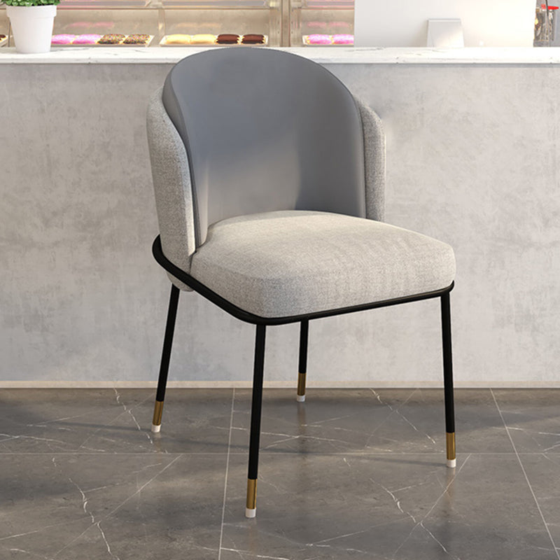 Glam Metal Dining Armless Chairs Upholstered Linen Fabric Dining Chair for Restaurant Grey 1 Piece Clearhalo ' kitchen&dining_furn' 'Dining Chairs' 'Dining Tables & Seating' 'dining_chair' 'furn' 'furn_dining_chair' 'Furniture' 'furniture_dining_chair' 'Kitchen & Dining Furniture' 'kitchen' 3956612