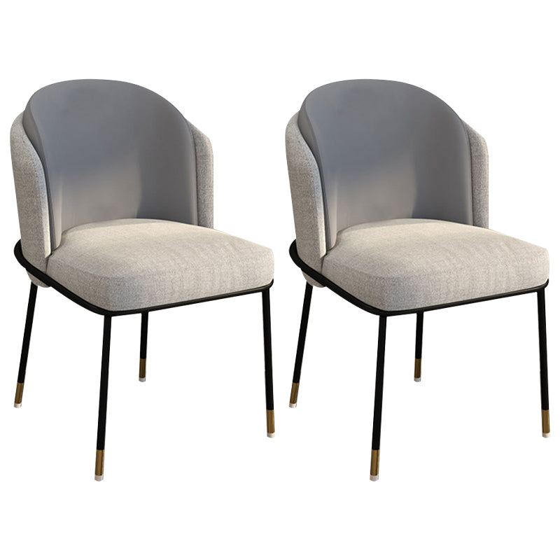 Glam Metal Dining Armless Chairs Upholstered Linen Fabric Dining Chair for Restaurant Grey 2 Piece Set Clearhalo ' kitchen&dining_furn' 'Dining Chairs' 'Dining Tables & Seating' 'dining_chair' 'furn' 'furn_dining_chair' 'Furniture' 'furniture_dining_chair' 'Kitchen & Dining Furniture' 'kitchen' 3956614