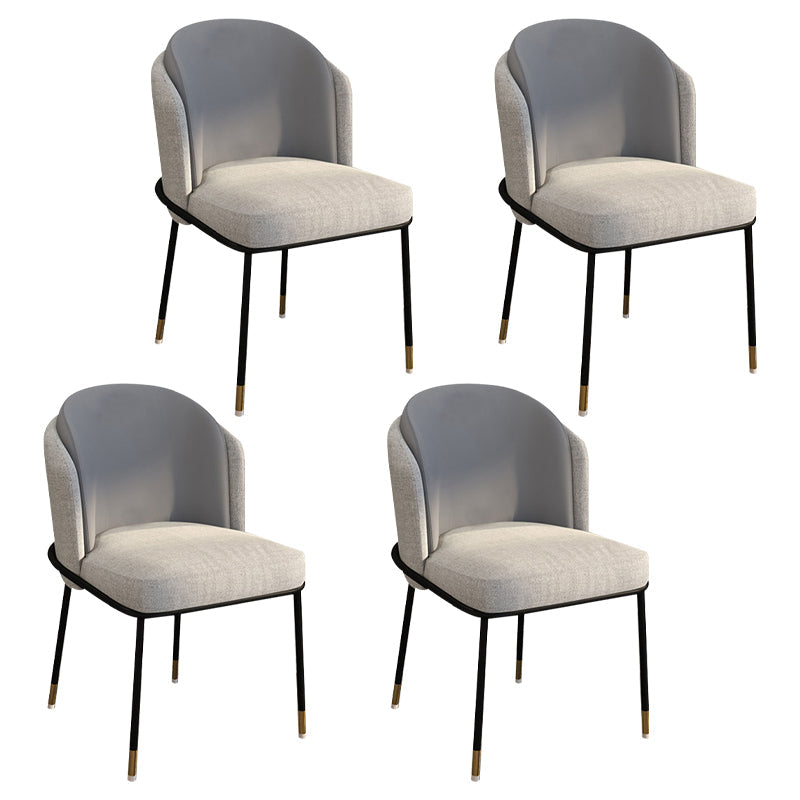 Glam Metal Dining Armless Chairs Upholstered Linen Fabric Dining Chair for Restaurant Grey 4 Piece Set Clearhalo ' kitchen&dining_furn' 'Dining Chairs' 'Dining Tables & Seating' 'dining_chair' 'furn' 'furn_dining_chair' 'Furniture' 'furniture_dining_chair' 'Kitchen & Dining Furniture' 'kitchen' 3956615