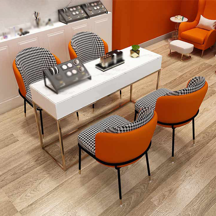 Glam Metal Dining Armless Chairs Upholstered Linen Fabric Dining Chair for Restaurant Clearhalo ' kitchen&dining_furn' 'Dining Chairs' 'Dining Tables & Seating' 'dining_chair' 'furn' 'furn_dining_chair' 'Furniture' 'furniture_dining_chair' 'Kitchen & Dining Furniture' 'kitchen' 3956618