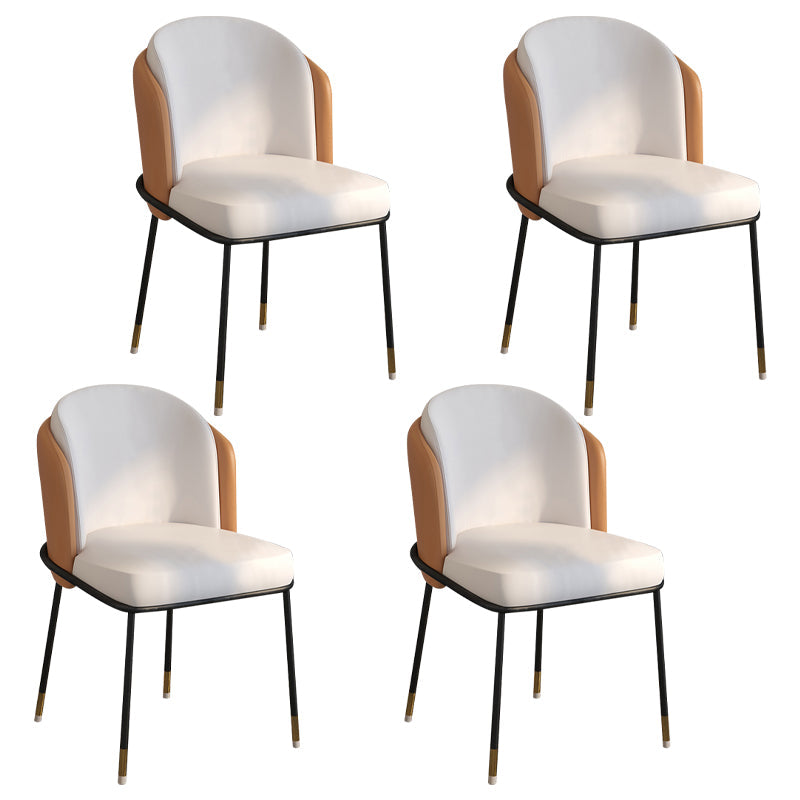 Glam Metal Dining Armless Chairs Upholstered Linen Fabric Dining Chair for Restaurant White-Orange 4 Piece Set Clearhalo ' kitchen&dining_furn' 'Dining Chairs' 'Dining Tables & Seating' 'dining_chair' 'furn' 'furn_dining_chair' 'Furniture' 'furniture_dining_chair' 'Kitchen & Dining Furniture' 'kitchen' 3956621