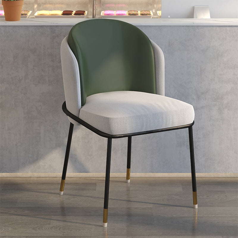 Glam Metal Dining Armless Chairs Upholstered Linen Fabric Dining Chair for Restaurant Gray-Green 1 Piece Clearhalo ' kitchen&dining_furn' 'Dining Chairs' 'Dining Tables & Seating' 'dining_chair' 'furn' 'furn_dining_chair' 'Furniture' 'furniture_dining_chair' 'Kitchen & Dining Furniture' 'kitchen' 3956624