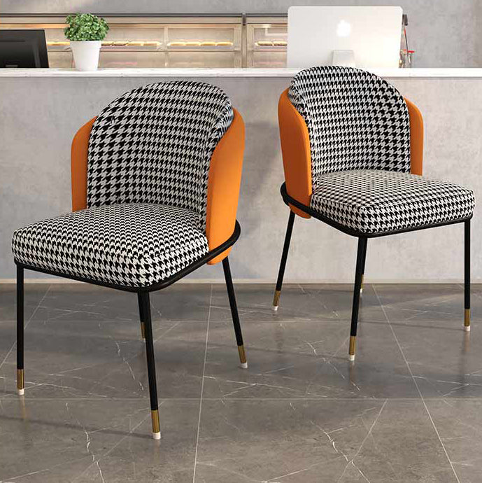 Glam Metal Dining Armless Chairs Upholstered Linen Fabric Dining Chair for Restaurant Clearhalo ' kitchen&dining_furn' 'Dining Chairs' 'Dining Tables & Seating' 'dining_chair' 'furn' 'furn_dining_chair' 'Furniture' 'furniture_dining_chair' 'Kitchen & Dining Furniture' 'kitchen' 3956627