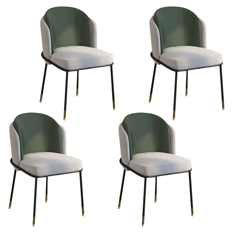 Glam Metal Dining Armless Chairs Upholstered Linen Fabric Dining Chair for Restaurant Gray-Green 4 Piece Set Clearhalo ' kitchen&dining_furn' 'Dining Chairs' 'Dining Tables & Seating' 'dining_chair' 'furn' 'furn_dining_chair' 'Furniture' 'furniture_dining_chair' 'Kitchen & Dining Furniture' 'kitchen' 3956628