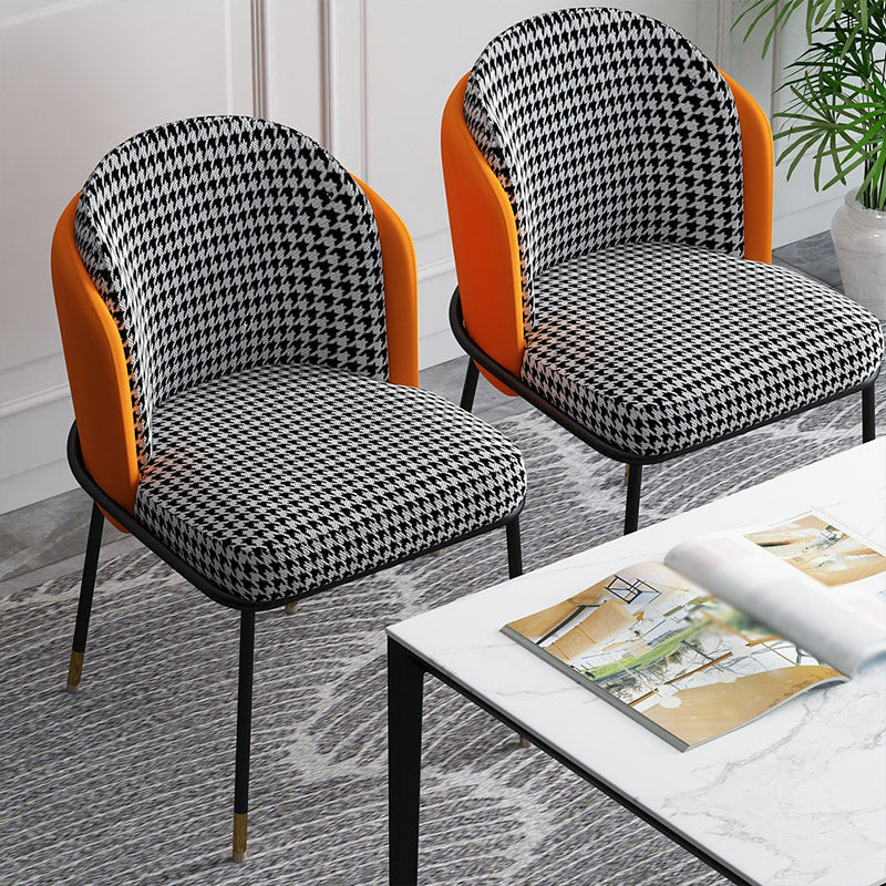 Glam Metal Dining Armless Chairs Upholstered Linen Fabric Dining Chair for Restaurant Clearhalo ' kitchen&dining_furn' 'Dining Chairs' 'Dining Tables & Seating' 'dining_chair' 'furn' 'furn_dining_chair' 'Furniture' 'furniture_dining_chair' 'Kitchen & Dining Furniture' 'kitchen' 3956629