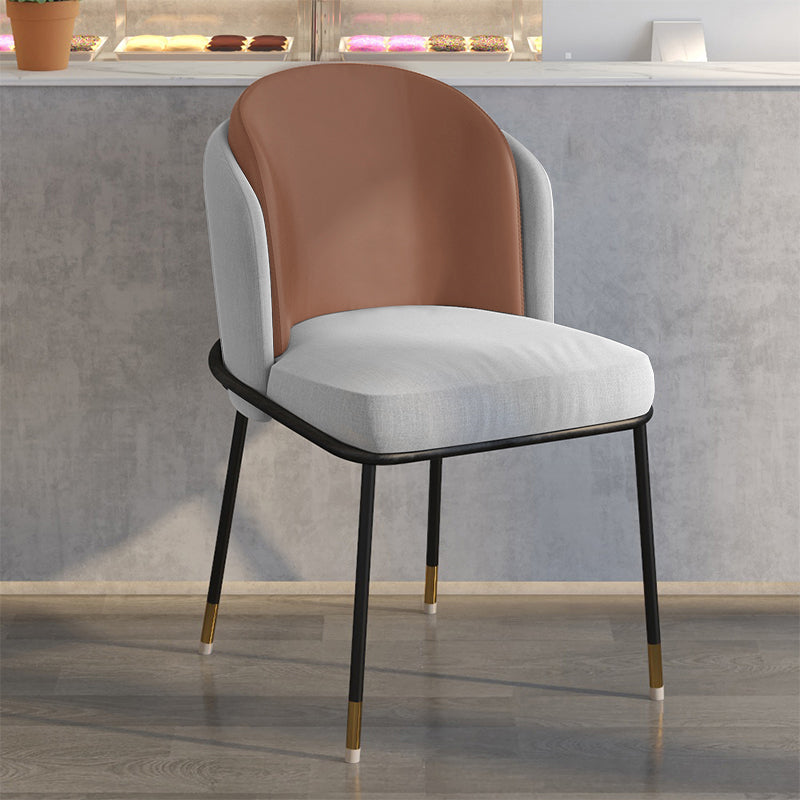 Glam Metal Dining Armless Chairs Upholstered Linen Fabric Dining Chair for Restaurant Gray Coffee 1 Piece Clearhalo ' kitchen&dining_furn' 'Dining Chairs' 'Dining Tables & Seating' 'dining_chair' 'furn' 'furn_dining_chair' 'Furniture' 'furniture_dining_chair' 'Kitchen & Dining Furniture' 'kitchen' 3956630