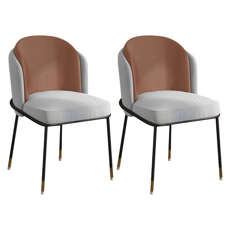 Glam Metal Dining Armless Chairs Upholstered Linen Fabric Dining Chair for Restaurant Gray Coffee 2 Piece Set Clearhalo ' kitchen&dining_furn' 'Dining Chairs' 'Dining Tables & Seating' 'dining_chair' 'furn' 'furn_dining_chair' 'Furniture' 'furniture_dining_chair' 'Kitchen & Dining Furniture' 'kitchen' 3956631