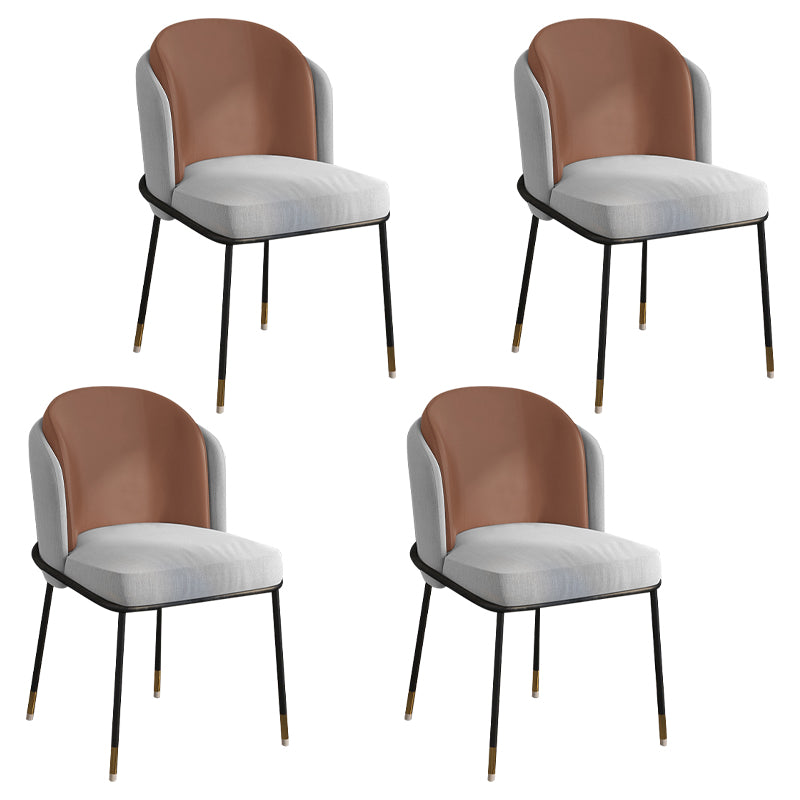 Glam Metal Dining Armless Chairs Upholstered Linen Fabric Dining Chair for Restaurant Gray Coffee 4 Piece Set Clearhalo ' kitchen&dining_furn' 'Dining Chairs' 'Dining Tables & Seating' 'dining_chair' 'furn' 'furn_dining_chair' 'Furniture' 'furniture_dining_chair' 'Kitchen & Dining Furniture' 'kitchen' 3956633