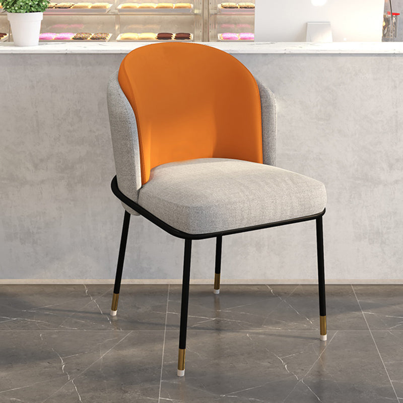 Glam Metal Dining Armless Chairs Upholstered Linen Fabric Dining Chair for Restaurant Orange-Gray 1 Piece Clearhalo ' kitchen&dining_furn' 'Dining Chairs' 'Dining Tables & Seating' 'dining_chair' 'furn' 'furn_dining_chair' 'Furniture' 'furniture_dining_chair' 'Kitchen & Dining Furniture' 'kitchen' 3956638