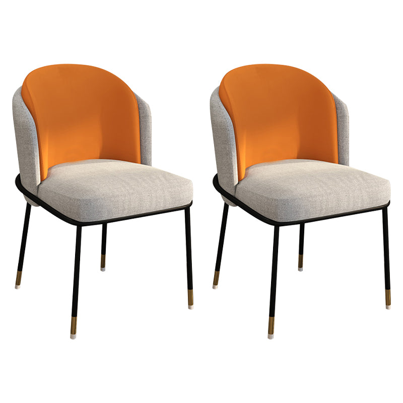 Glam Metal Dining Armless Chairs Upholstered Linen Fabric Dining Chair for Restaurant Orange-Gray 2 Piece Set Clearhalo ' kitchen&dining_furn' 'Dining Chairs' 'Dining Tables & Seating' 'dining_chair' 'furn' 'furn_dining_chair' 'Furniture' 'furniture_dining_chair' 'Kitchen & Dining Furniture' 'kitchen' 3956639