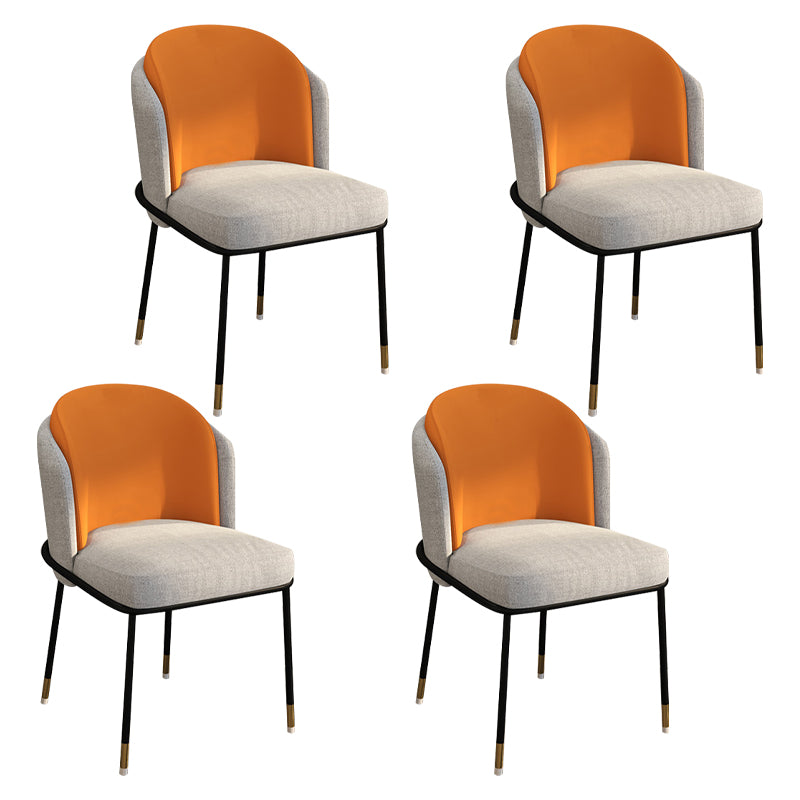 Glam Metal Dining Armless Chairs Upholstered Linen Fabric Dining Chair for Restaurant Orange-Gray 4 Piece Set Clearhalo ' kitchen&dining_furn' 'Dining Chairs' 'Dining Tables & Seating' 'dining_chair' 'furn' 'furn_dining_chair' 'Furniture' 'furniture_dining_chair' 'Kitchen & Dining Furniture' 'kitchen' 3956640
