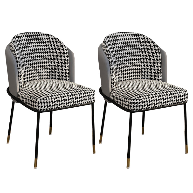 Glam Metal Dining Armless Chairs Upholstered Linen Fabric Dining Chair for Restaurant Black White Gray 2 Piece Set Clearhalo ' kitchen&dining_furn' 'Dining Chairs' 'Dining Tables & Seating' 'dining_chair' 'furn' 'furn_dining_chair' 'Furniture' 'furniture_dining_chair' 'Kitchen & Dining Furniture' 'kitchen' 3956642
