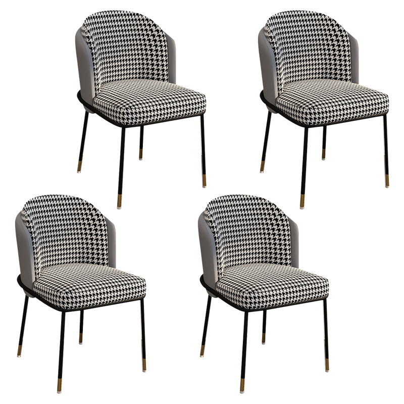 Glam Metal Dining Armless Chairs Upholstered Linen Fabric Dining Chair for Restaurant Black White Gray 4 Piece Set Clearhalo ' kitchen&dining_furn' 'Dining Chairs' 'Dining Tables & Seating' 'dining_chair' 'furn' 'furn_dining_chair' 'Furniture' 'furniture_dining_chair' 'Kitchen & Dining Furniture' 'kitchen' 3956643