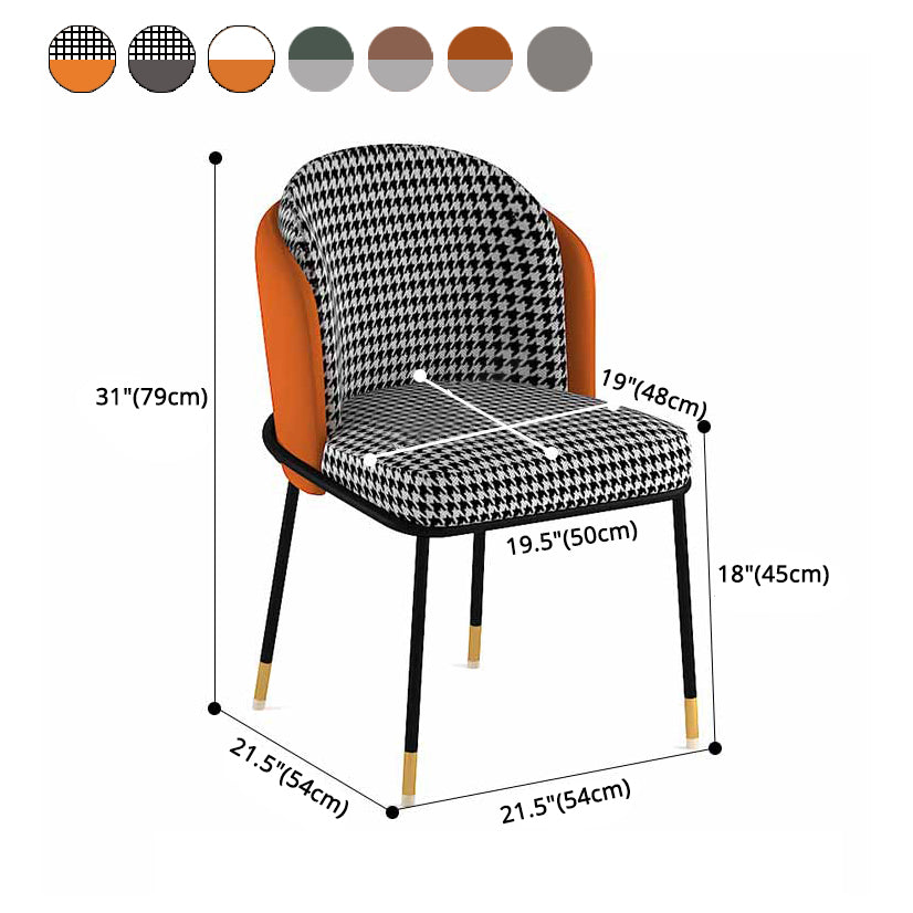 Glam Metal Dining Armless Chairs Upholstered Linen Fabric Dining Chair for Restaurant Clearhalo ' kitchen&dining_furn' 'Dining Chairs' 'Dining Tables & Seating' 'dining_chair' 'furn' 'furn_dining_chair' 'Furniture' 'furniture_dining_chair' 'Kitchen & Dining Furniture' 'kitchen' 3956644