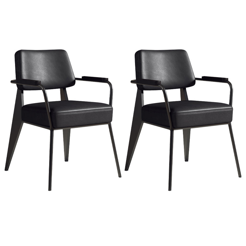 Contemporary Metal Dining Chairs Open Back Arm Dining Side Chair for Kitchen Black 2 Piece Set Clearhalo ' kitchen&dining_furn' 'Dining Chairs' 'Dining Tables & Seating' 'dining_chair' 'furn' 'furn_dining_chair' 'Furniture' 'furniture_dining_chair' 'Kitchen & Dining Furniture' 'kitchen' 3956647