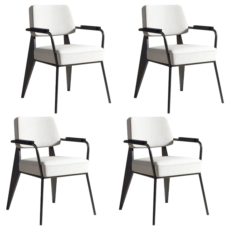 Contemporary Metal Dining Chairs Open Back Arm Dining Side Chair for Kitchen White 4 Piece Set Clearhalo ' kitchen&dining_furn' 'Dining Chairs' 'Dining Tables & Seating' 'dining_chair' 'furn' 'furn_dining_chair' 'Furniture' 'furniture_dining_chair' 'Kitchen & Dining Furniture' 'kitchen' 3956655