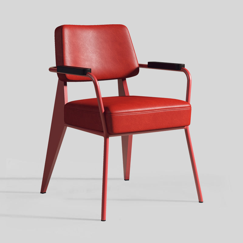 Contemporary Metal Dining Chairs Open Back Arm Dining Side Chair for Kitchen Red 1 Piece Clearhalo ' kitchen&dining_furn' 'Dining Chairs' 'Dining Tables & Seating' 'dining_chair' 'furn' 'furn_dining_chair' 'Furniture' 'furniture_dining_chair' 'Kitchen & Dining Furniture' 'kitchen' 3956657