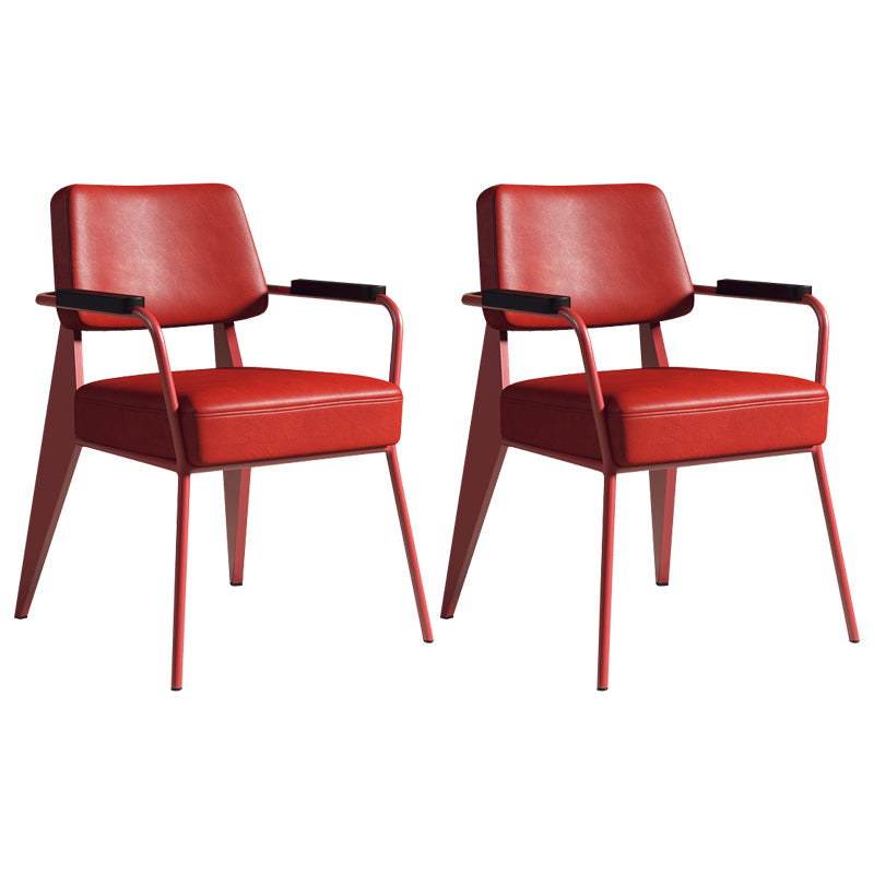 Contemporary Metal Dining Chairs Open Back Arm Dining Side Chair for Kitchen Red 2 Piece Set Clearhalo ' kitchen&dining_furn' 'Dining Chairs' 'Dining Tables & Seating' 'dining_chair' 'furn' 'furn_dining_chair' 'Furniture' 'furniture_dining_chair' 'Kitchen & Dining Furniture' 'kitchen' 3956659
