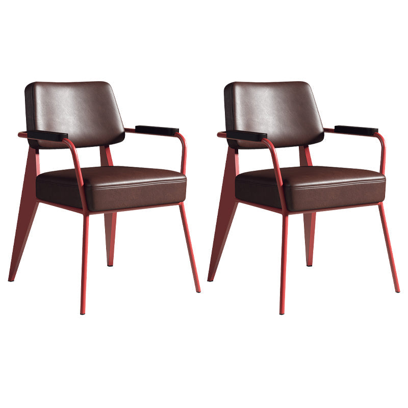 Contemporary Metal Dining Chairs Open Back Arm Dining Side Chair for Kitchen Brown 2 Piece Set Clearhalo ' kitchen&dining_furn' 'Dining Chairs' 'Dining Tables & Seating' 'dining_chair' 'furn' 'furn_dining_chair' 'Furniture' 'furniture_dining_chair' 'Kitchen & Dining Furniture' 'kitchen' 3956665