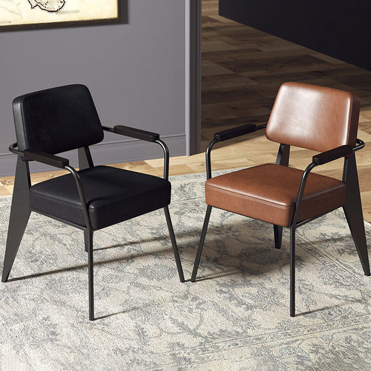 Contemporary Metal Dining Chairs Open Back Arm Dining Side Chair for Kitchen Clearhalo ' kitchen&dining_furn' 'Dining Chairs' 'Dining Tables & Seating' 'dining_chair' 'furn' 'furn_dining_chair' 'Furniture' 'furniture_dining_chair' 'Kitchen & Dining Furniture' 'kitchen' 3956666