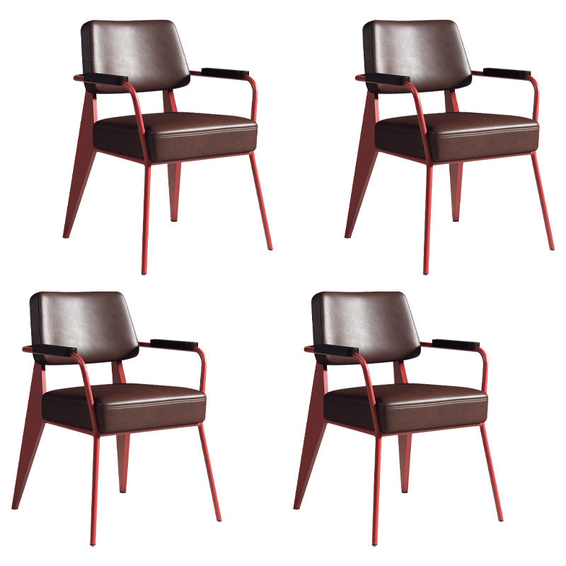 Contemporary Metal Dining Chairs Open Back Arm Dining Side Chair for Kitchen Brown 4 Piece Set Clearhalo ' kitchen&dining_furn' 'Dining Chairs' 'Dining Tables & Seating' 'dining_chair' 'furn' 'furn_dining_chair' 'Furniture' 'furniture_dining_chair' 'Kitchen & Dining Furniture' 'kitchen' 3956667