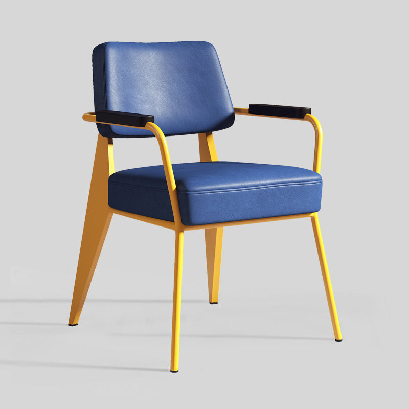 Contemporary Metal Dining Chairs Open Back Arm Dining Side Chair for Kitchen Blue 1 Piece Clearhalo ' kitchen&dining_furn' 'Dining Chairs' 'Dining Tables & Seating' 'dining_chair' 'furn' 'furn_dining_chair' 'Furniture' 'furniture_dining_chair' 'Kitchen & Dining Furniture' 'kitchen' 3956668