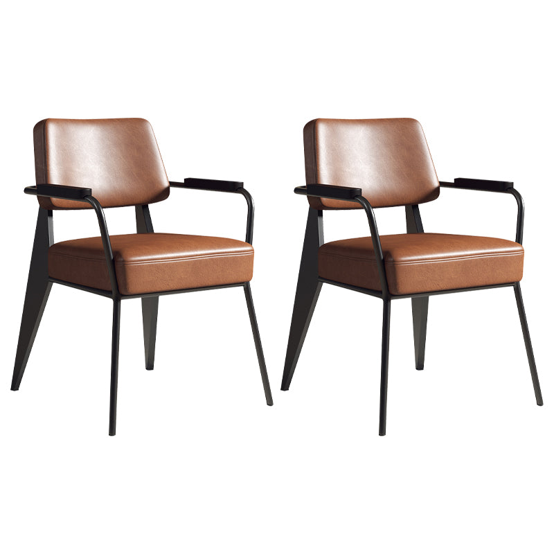 Contemporary Metal Dining Chairs Open Back Arm Dining Side Chair for Kitchen Coffee 2 Piece Set Clearhalo ' kitchen&dining_furn' 'Dining Chairs' 'Dining Tables & Seating' 'dining_chair' 'furn' 'furn_dining_chair' 'Furniture' 'furniture_dining_chair' 'Kitchen & Dining Furniture' 'kitchen' 3956675