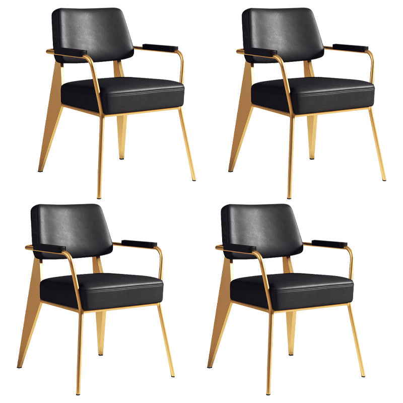 Contemporary Metal Dining Chairs Open Back Arm Dining Side Chair for Kitchen Black-Gold 4 Piece Set Clearhalo ' kitchen&dining_furn' 'Dining Chairs' 'Dining Tables & Seating' 'dining_chair' 'furn' 'furn_dining_chair' 'Furniture' 'furniture_dining_chair' 'Kitchen & Dining Furniture' 'kitchen' 3956679