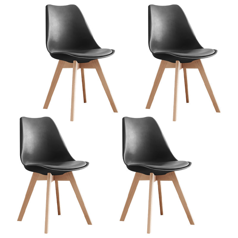 Scandinavian Home Side Chair Wood Upholstered Solid Back Dining Room Chair Black Set of 4 Clearhalo ' kitchen&dining_furn' 'Dining Chairs' 'Dining Tables & Seating' 'dining_chair' 'Furniture' 'furniture_dining_chair' 'Kitchen & Dining Furniture' 'kitchen' 3956689