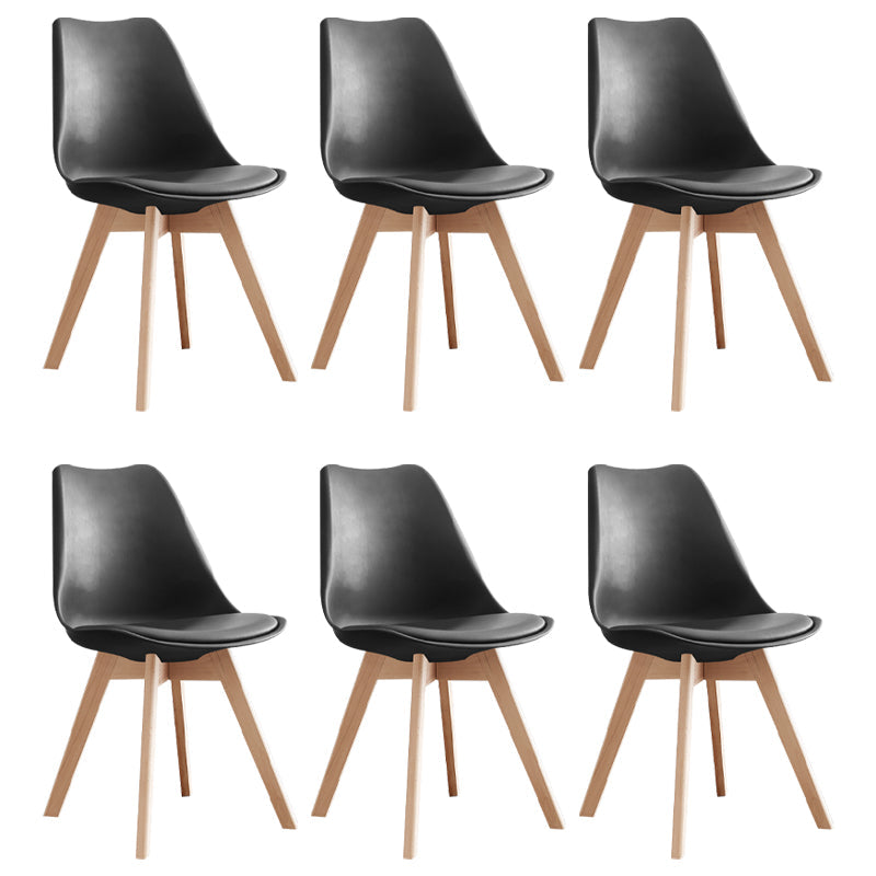 Scandinavian Home Side Chair Wood Upholstered Solid Back Dining Room Chair Black Set of 6 Clearhalo ' kitchen&dining_furn' 'Dining Chairs' 'Dining Tables & Seating' 'dining_chair' 'Furniture' 'furniture_dining_chair' 'Kitchen & Dining Furniture' 'kitchen' 3956691