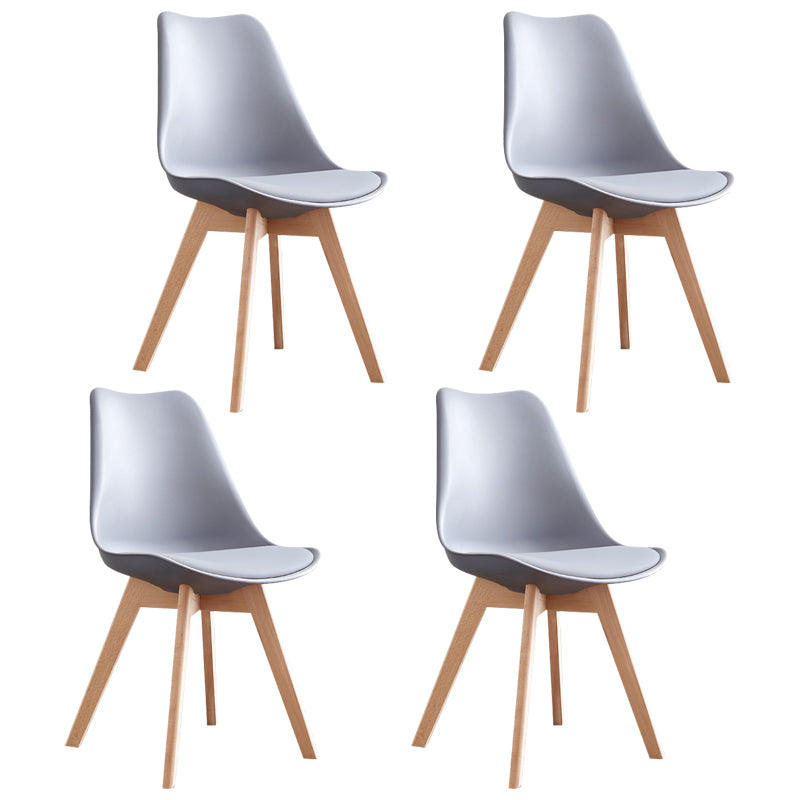 Scandinavian Home Side Chair Wood Upholstered Solid Back Dining Room Chair Grey Set of 4 Clearhalo ' kitchen&dining_furn' 'Dining Chairs' 'Dining Tables & Seating' 'dining_chair' 'Furniture' 'furniture_dining_chair' 'Kitchen & Dining Furniture' 'kitchen' 3956696