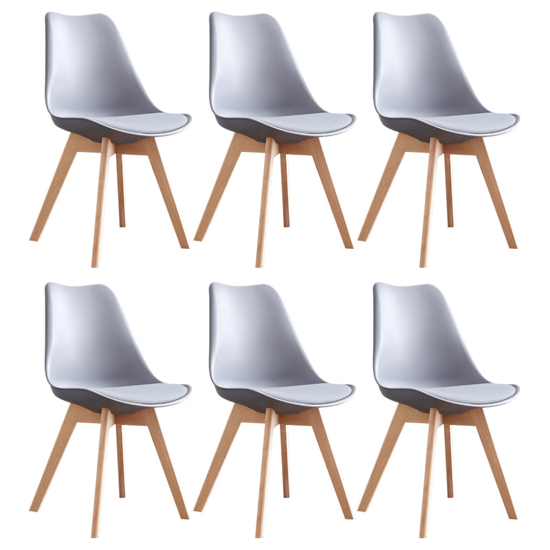 Scandinavian Home Side Chair Wood Upholstered Solid Back Dining Room Chair Grey Set of 6 Clearhalo ' kitchen&dining_furn' 'Dining Chairs' 'Dining Tables & Seating' 'dining_chair' 'Furniture' 'furniture_dining_chair' 'Kitchen & Dining Furniture' 'kitchen' 3956698