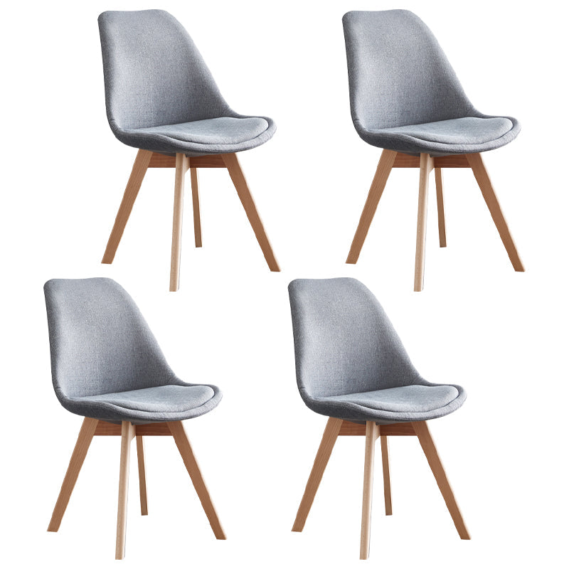 Scandinavian Home Side Chair Wood Upholstered Solid Back Dining Room Chair Light Gray Set of 4 Clearhalo ' kitchen&dining_furn' 'Dining Chairs' 'Dining Tables & Seating' 'dining_chair' 'Furniture' 'furniture_dining_chair' 'Kitchen & Dining Furniture' 'kitchen' 3956702