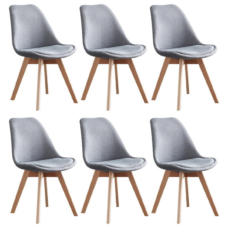 Scandinavian Home Side Chair Wood Upholstered Solid Back Dining Room Chair Light Gray Set of 6 Clearhalo ' kitchen&dining_furn' 'Dining Chairs' 'Dining Tables & Seating' 'dining_chair' 'Furniture' 'furniture_dining_chair' 'Kitchen & Dining Furniture' 'kitchen' 3956704