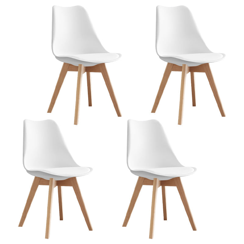 Scandinavian Home Side Chair Wood Upholstered Solid Back Dining Room Chair White Set of 4 Clearhalo ' kitchen&dining_furn' 'Dining Chairs' 'Dining Tables & Seating' 'dining_chair' 'Furniture' 'furniture_dining_chair' 'Kitchen & Dining Furniture' 'kitchen' 3956707