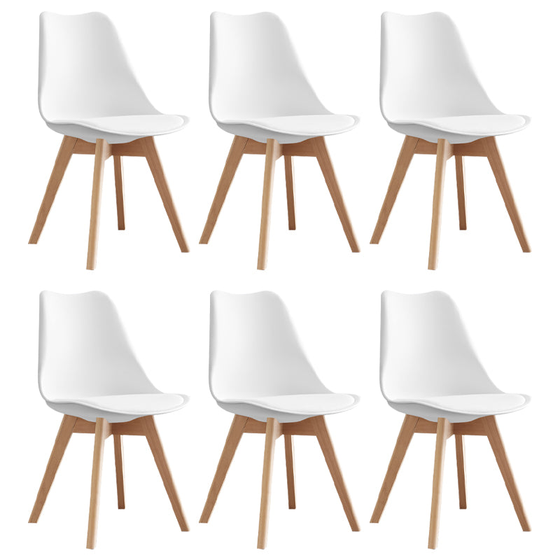 Scandinavian Home Side Chair Wood Upholstered Solid Back Dining Room Chair White Set of 6 Clearhalo ' kitchen&dining_furn' 'Dining Chairs' 'Dining Tables & Seating' 'dining_chair' 'Furniture' 'furniture_dining_chair' 'Kitchen & Dining Furniture' 'kitchen' 3956708
