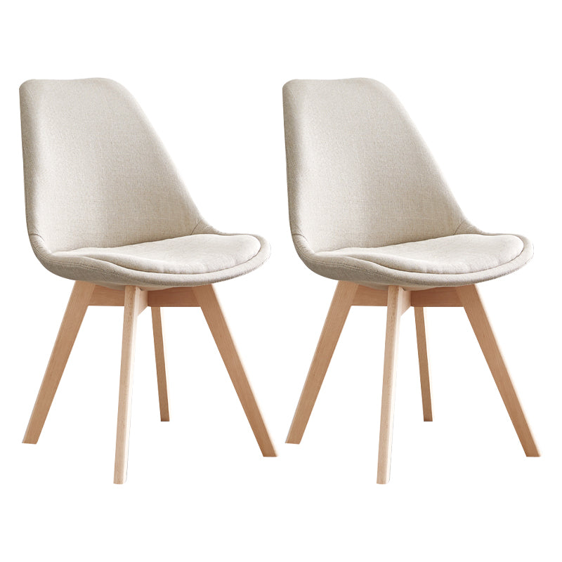 Scandinavian Home Side Chair Wood Upholstered Solid Back Dining Room Chair Beige Set of 2 Clearhalo ' kitchen&dining_furn' 'Dining Chairs' 'Dining Tables & Seating' 'dining_chair' 'Furniture' 'furniture_dining_chair' 'Kitchen & Dining Furniture' 'kitchen' 3956709