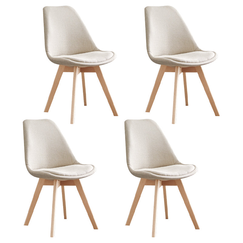 Scandinavian Home Side Chair Wood Upholstered Solid Back Dining Room Chair Beige Set of 4 Clearhalo ' kitchen&dining_furn' 'Dining Chairs' 'Dining Tables & Seating' 'dining_chair' 'Furniture' 'furniture_dining_chair' 'Kitchen & Dining Furniture' 'kitchen' 3956710