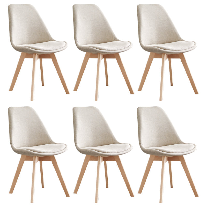 Scandinavian Home Side Chair Wood Upholstered Solid Back Dining Room Chair Beige Set of 6 Clearhalo ' kitchen&dining_furn' 'Dining Chairs' 'Dining Tables & Seating' 'dining_chair' 'Furniture' 'furniture_dining_chair' 'Kitchen & Dining Furniture' 'kitchen' 3956711