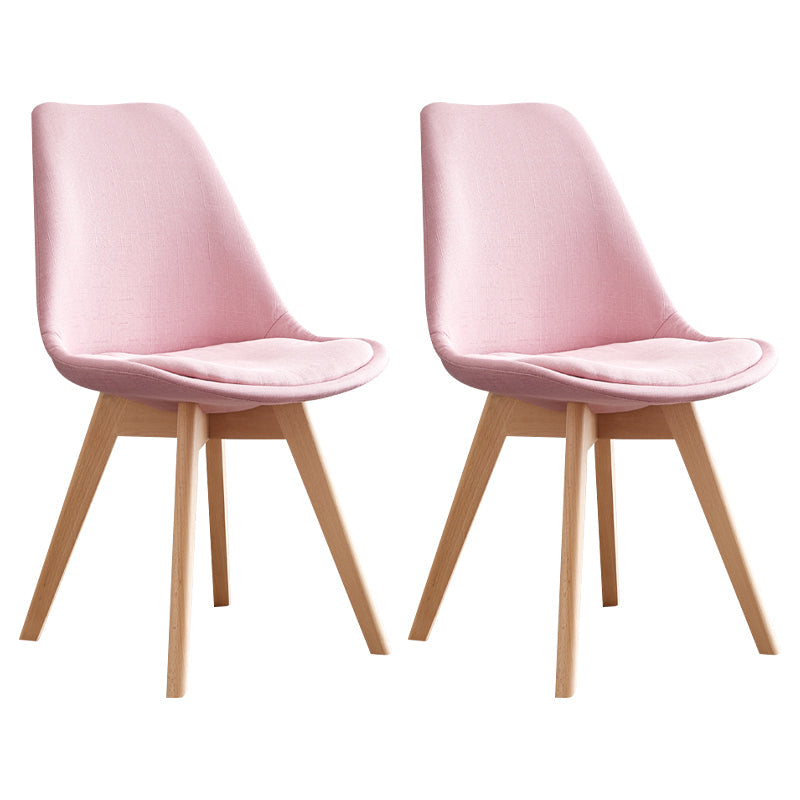 Scandinavian Home Side Chair Wood Upholstered Solid Back Dining Room Chair Pink Set of 2 Clearhalo ' kitchen&dining_furn' 'Dining Chairs' 'Dining Tables & Seating' 'dining_chair' 'Furniture' 'furniture_dining_chair' 'Kitchen & Dining Furniture' 'kitchen' 3956715