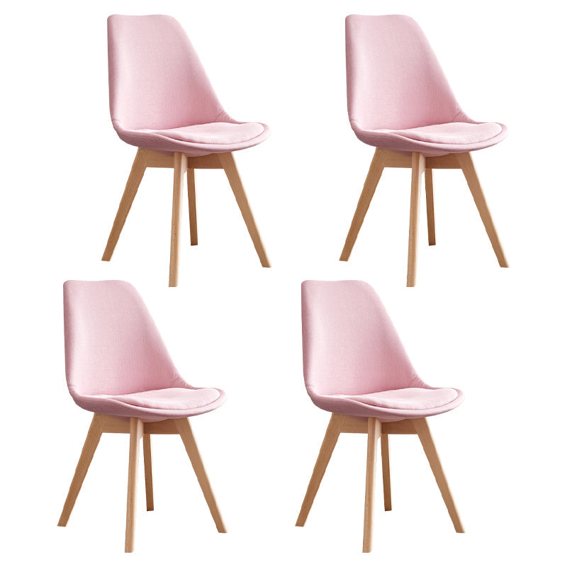 Scandinavian Home Side Chair Wood Upholstered Solid Back Dining Room Chair Pink Set of 4 Clearhalo ' kitchen&dining_furn' 'Dining Chairs' 'Dining Tables & Seating' 'dining_chair' 'Furniture' 'furniture_dining_chair' 'Kitchen & Dining Furniture' 'kitchen' 3956716