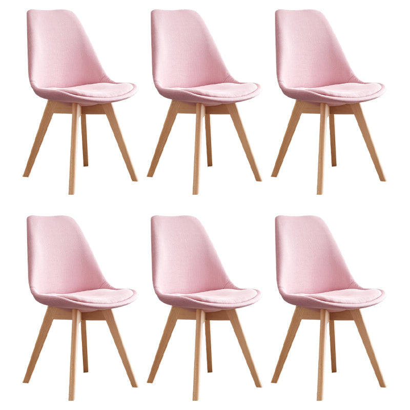 Scandinavian Home Side Chair Wood Upholstered Solid Back Dining Room Chair Pink Set of 6 Clearhalo ' kitchen&dining_furn' 'Dining Chairs' 'Dining Tables & Seating' 'dining_chair' 'Furniture' 'furniture_dining_chair' 'Kitchen & Dining Furniture' 'kitchen' 3956717