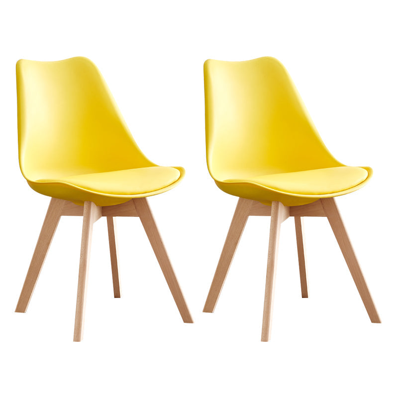 Scandinavian Home Side Chair Wood Upholstered Solid Back Dining Room Chair Yellow Set of 2 Clearhalo ' kitchen&dining_furn' 'Dining Chairs' 'Dining Tables & Seating' 'dining_chair' 'Furniture' 'furniture_dining_chair' 'Kitchen & Dining Furniture' 'kitchen' 3956718